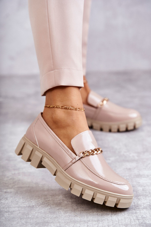 Лаковані туфлі на ланцюжку Beige Anne