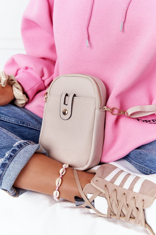 Маленька жіноча поясна сумка-саше Амстердам бежевого кольору