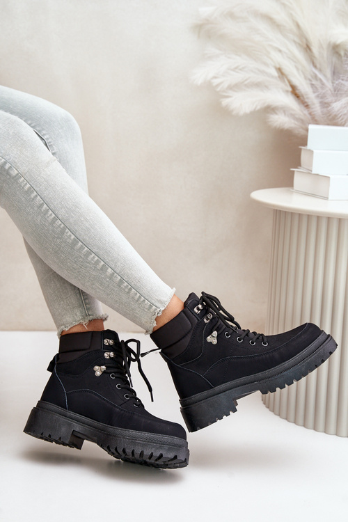 Жіночі чорні черевики Rabaria на шнурівці