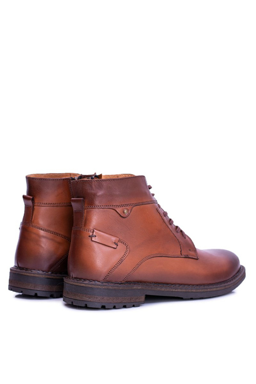 Коричневі чоловічі чоботи шкіряні утеплені Ботильони Devenor