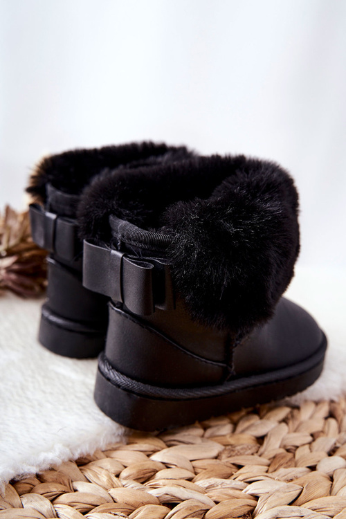 Чоботи дитячі шкіряні з флісом Чорні Madie