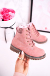 Дитячі чоботи утеплені хутром Лондон рожеві