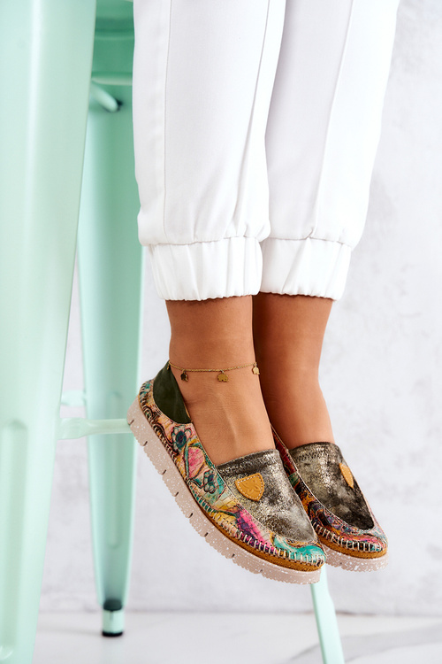 Жіночі шкіряні лофери Maciejka 05434-09 Зелений