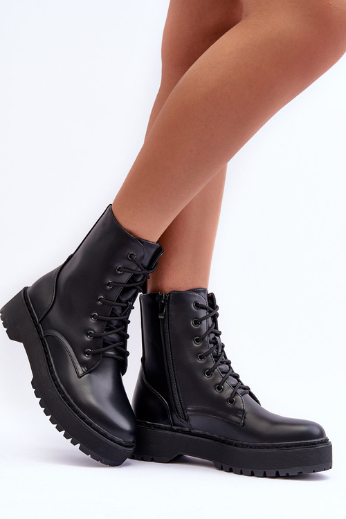 Шкіряні робочі черевики Black Teflorna