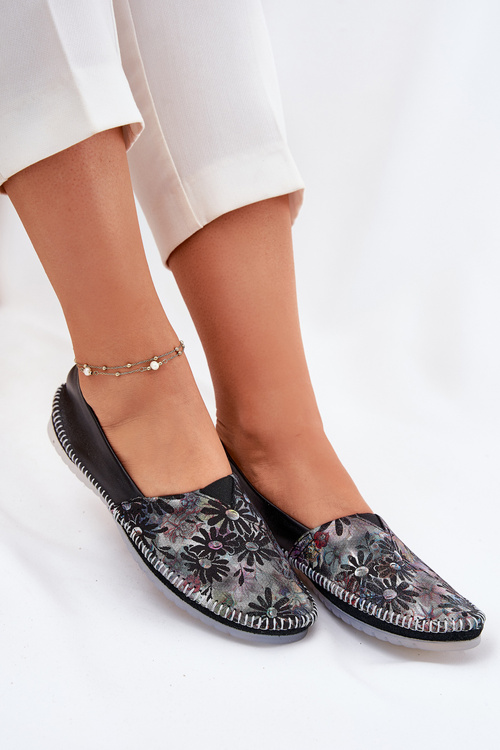 Шкіряні Балетки З Візерунком Maciejka T1930-39 Чорні