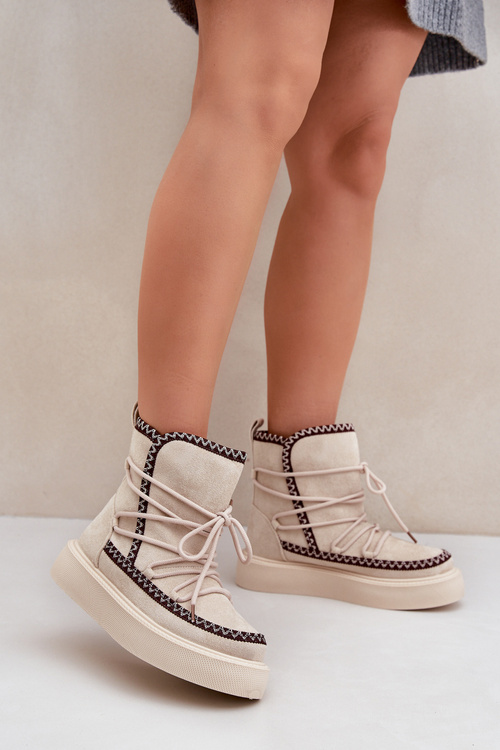 Жіночі Снігоступи З Вишивкою На Платформі Світло-бежеві Налеріс