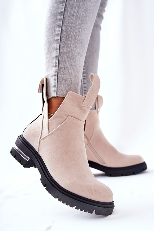 Утеплені черевики челсі на блискавці бежеві My Way