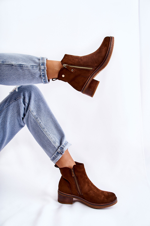 Замшеві чоботи на низькій поштині Коричневі Laurisa