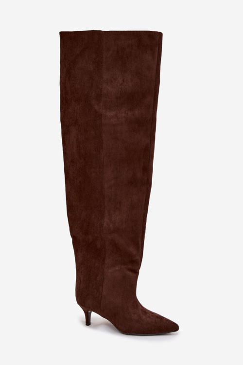 Легкі жіночі чоботи на підборах шоколадні Ysolienne