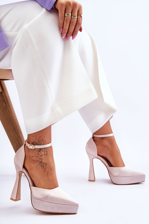 Модні човники на широкому високому каблуці Світло-рожеве безумство