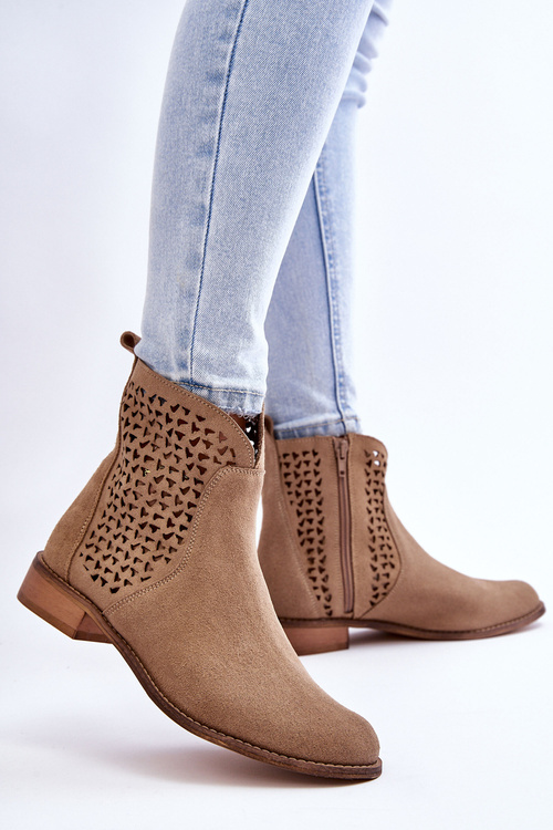 Чоботи замшеві Ніколь 2791/023 Темно-бежевий