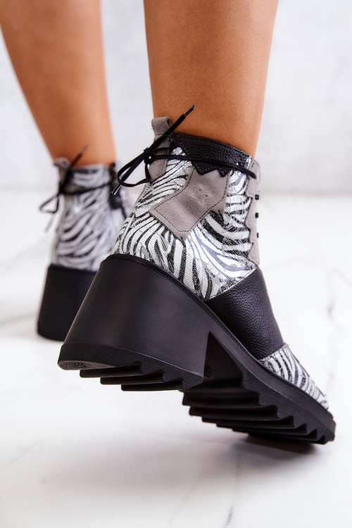 Шкіряні черевики Maciejka 05321-03 сіро-чорні