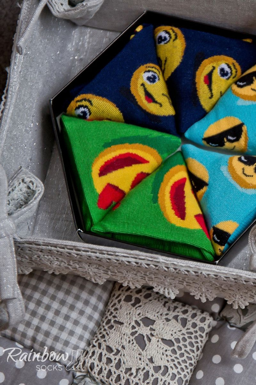 Веселкові шкарпетки. Смайли. Розумний смайлик. Коханець. 3 пари