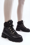 Жіночі теплі черевики на шнурівці з підкладкою чорні Big Star MM274663