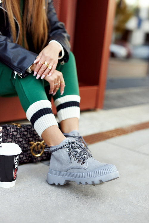 Шкіряні черевики Trapper Big Star II274365 сірі