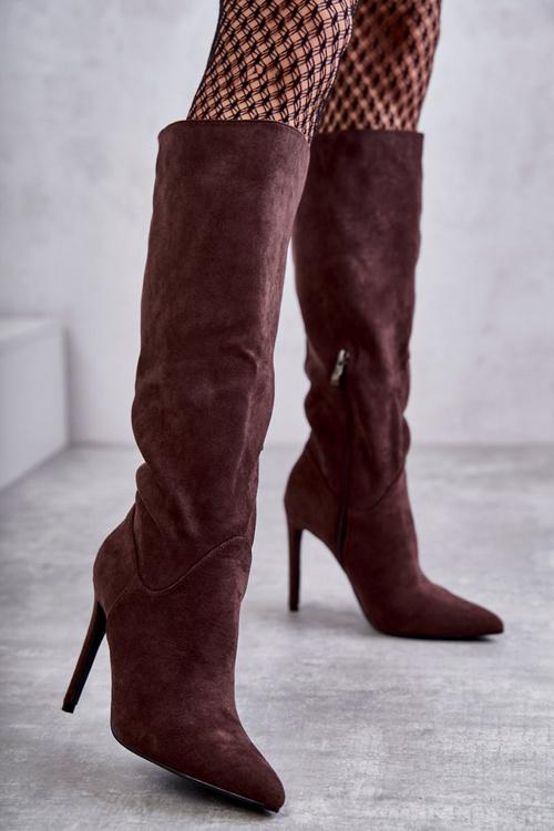 Класичні замшеві чорні чоботи на коричневій Ameya