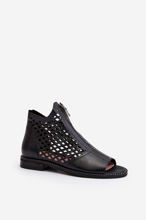 Шкіряні босоніжки Zazoo 977/L із вирізом і блискавкою