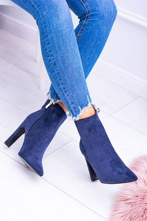 Темно-сині замшеві черевики на шпильці Medea