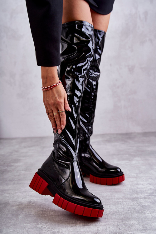 Лаковані жіночі чоботи Callen чорного кольору