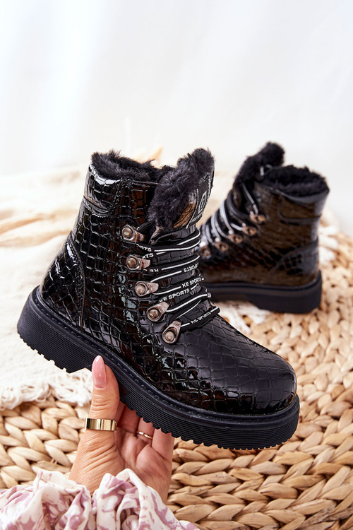 Чоботи дитячі на флісовій підкладці Black Doreen