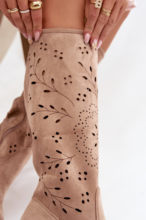 Відкриті жіночі чоботи на підборах Хакі Хелінна