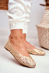 Жіночі балетки Lu Boo із золотими ажурними плетіннями