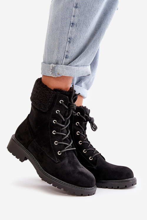 Жіночі робочі черевики на підкладці з блискавкою чорного кольору Mivael