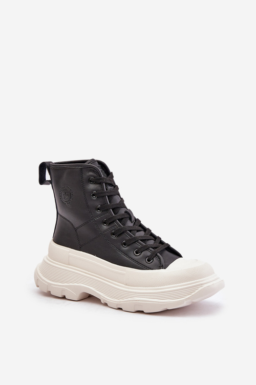 Шкіряні утеплені кросівки на масивній платформі Big Star OO274A599 Чорні