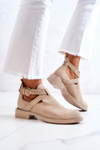 Жіночі шкіряні ботильйони з вирізом світло-бежевого кольору Ramos