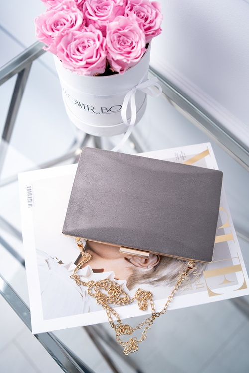 Жіноча вечірня сумочка сіра замшева