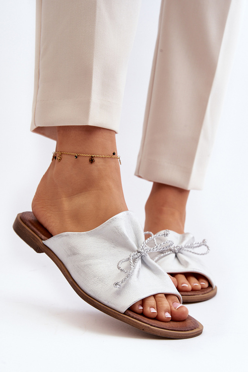 Шкіряні жіночі босоніжки Zazoo 2659/005 срібло