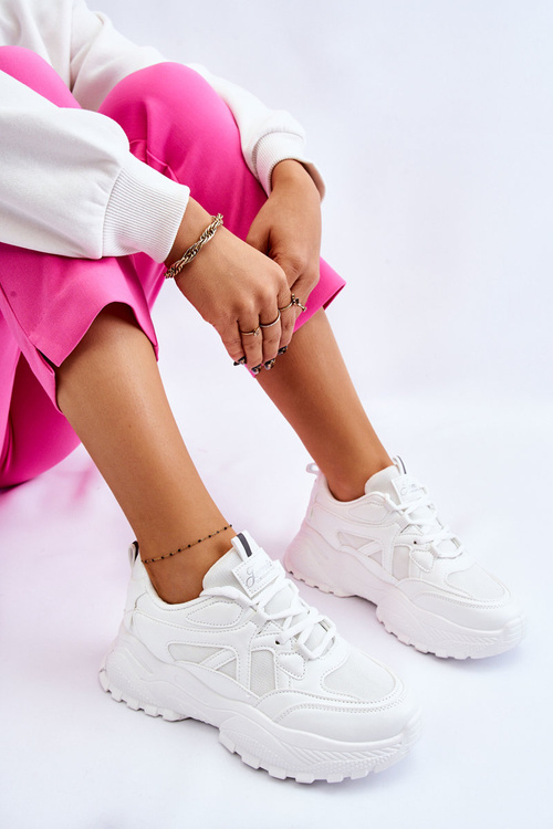 Класичні кросівки на платформі білі Larec