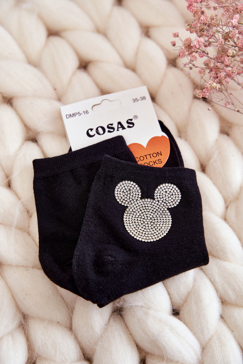 Жіночі бавовняні шкарпетки з цирконієм Cosas Black