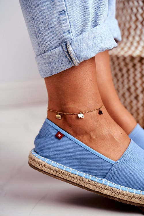 Жіночі еспадрільї на плетеній підошві синього кольору з великою зіркою DD274A153