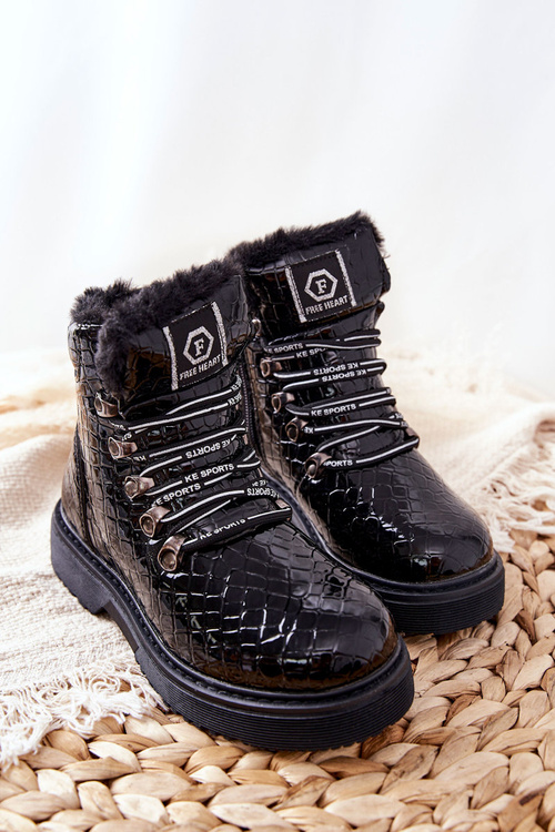 Чоботи дитячі на флісовій підкладці Black Doreen