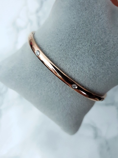 Жіночий сталевий браслет з цирконами Рожеве золото Ursa