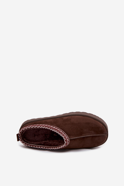 Низькі жіночі снігоступи з вишивкою на платформі шоколадні Narirya