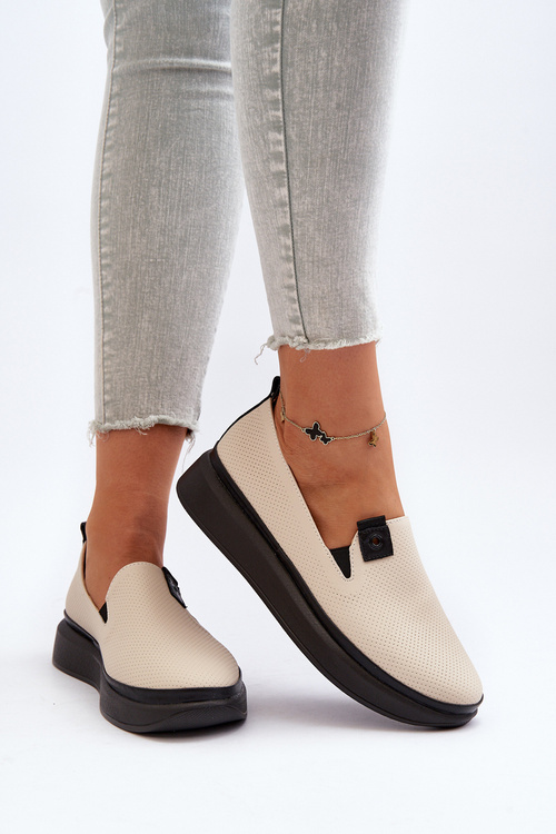 Жіночі шкіряні еспадрільї на платформі бежеві тигрові