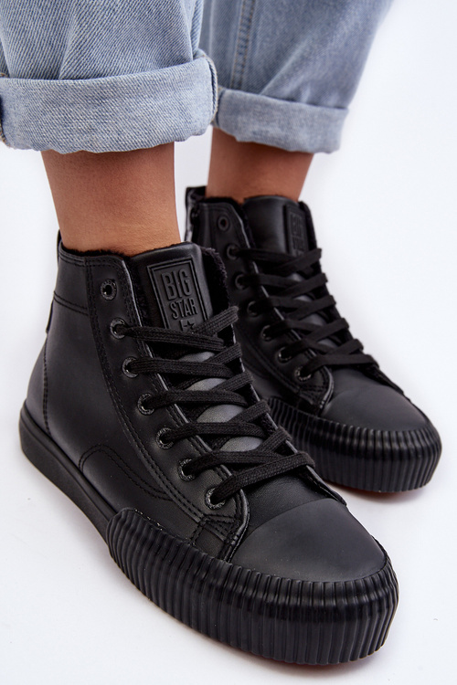 Жіночі стьобані кросівки на блискавці чорні Big Star MM274020