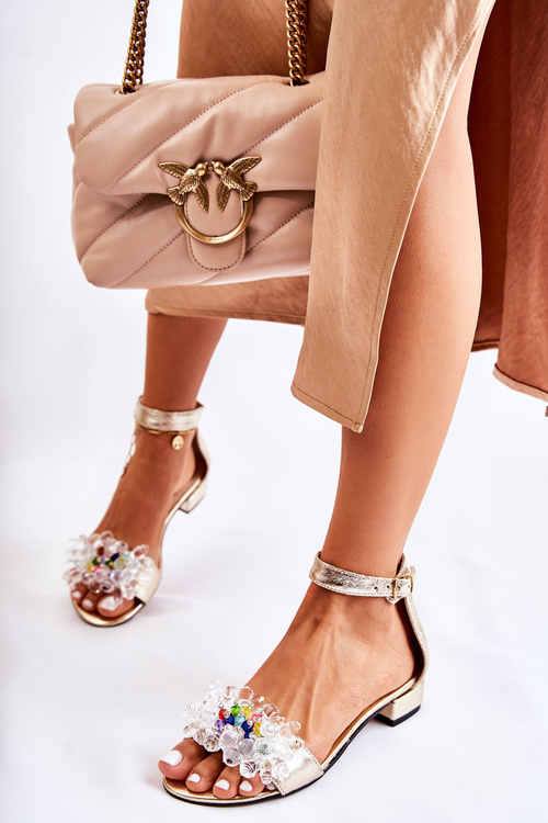 Жіночі шкіряні босоніжки на плоскому каблуці Golden Morlee