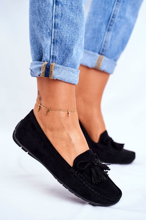 Жіночі лофери замшеві 20PB35-2003 Чорні Donna Mia