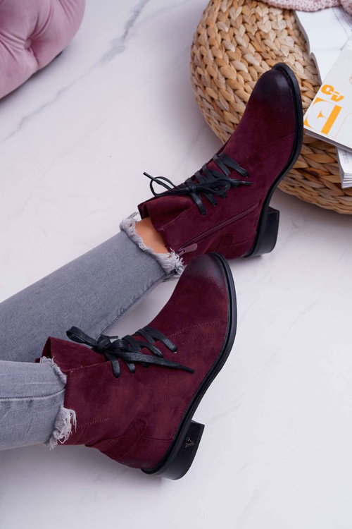 Жіночі ботфорти на плоскій підошві Workers Maroon Teref