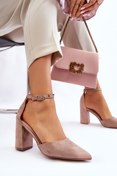 Замшеві туфлі на підборах темно-бежевого кольору Lexie