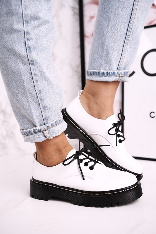 Жіночі класичні броги Оксфорд на платформі S.Barski HX62 білі