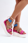 Жіночі босоніжки на шнурівці кольору фуксії Helavi