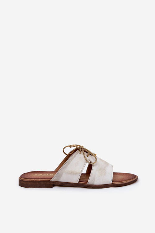 Жіночі Шкіряні Сандалі На Плоскому Каблуці Zazoo 3022 Патиноване Золото