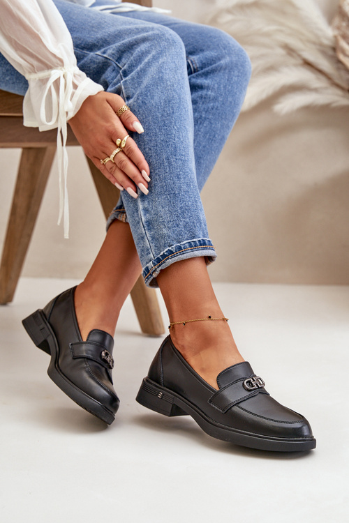 Жіночі мокасини з натуральної шкіри Vinceza 58409 чорного кольору