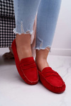 Жіночі мокасини червоні замшеві болеро