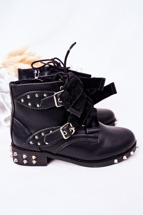 Дитячі теплі черевики на шпильці Lu Boo Black