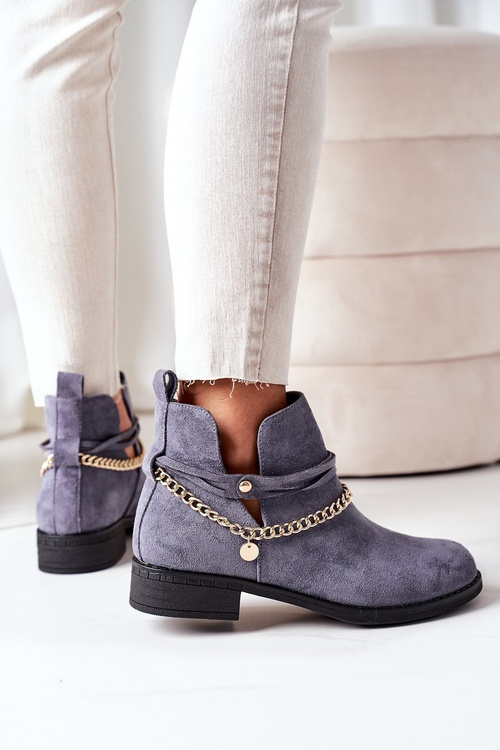 Замшеві Чоботи з ланцюжком Сині Elvira